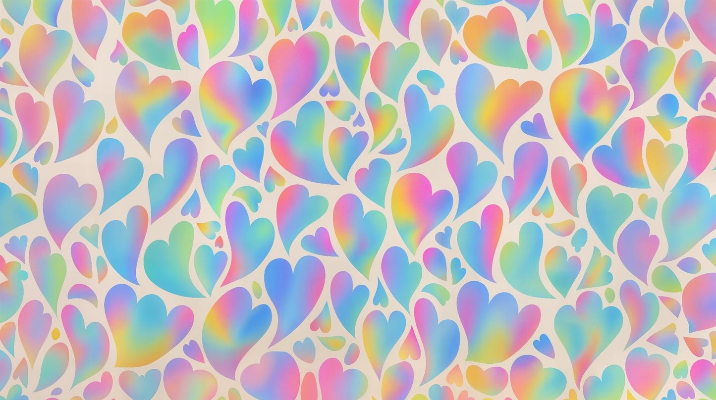 Kids-Mundo flat artwork of the pastel rainbow hearts wall mural pattern