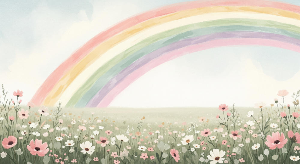 Pastel Rainbow Meadow Wall Mural