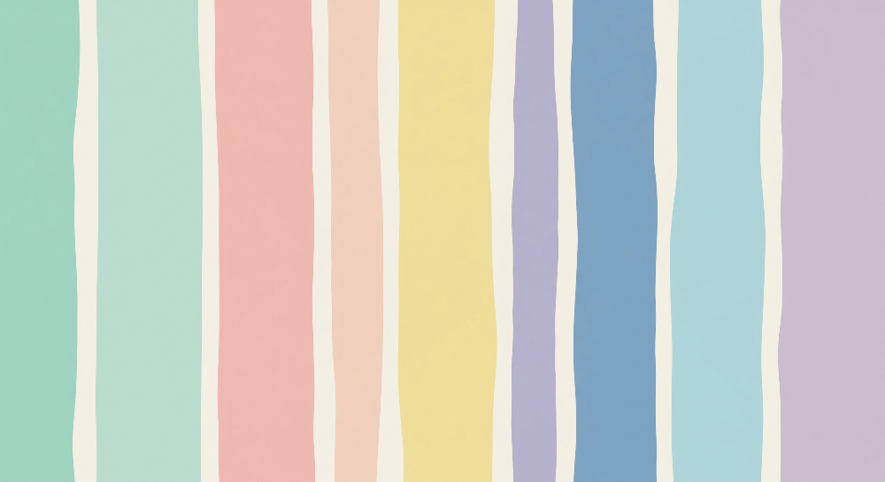 Kids-Mundo flat artwork of soft pastel rainbow vertical stripes used for the wall mural design