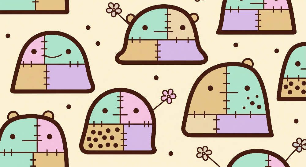Cute Patchwork Bear Pattern Wall Mural