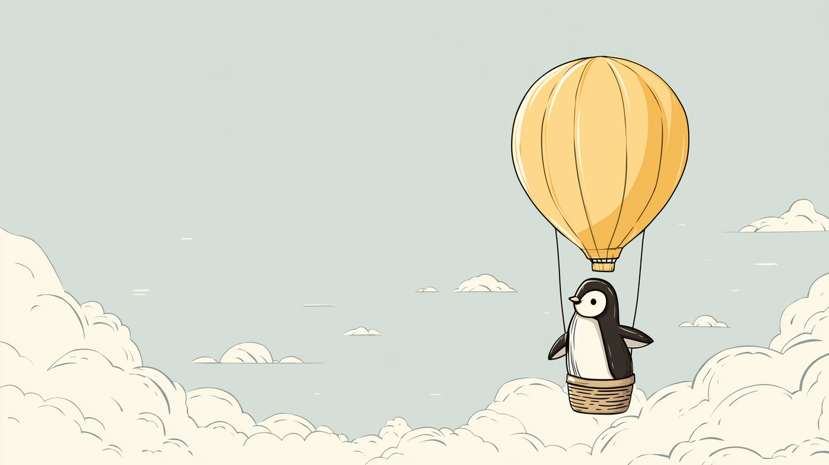 Penguin Hot Air Balloon Wall Mural