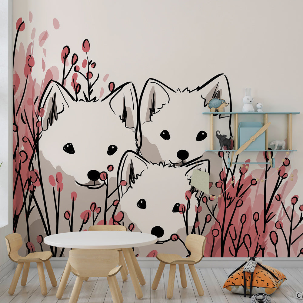 Nature garden puppy wallpaper transforming kids bedroom into cozy sanctuary by Kids-Mundo