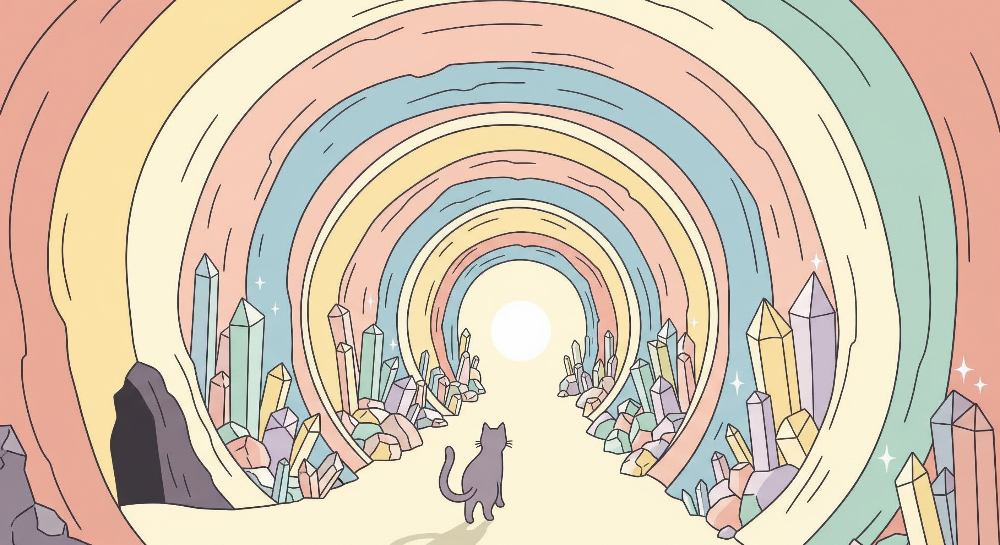 Kids-Mundo flat artwork preview of the rainbow crystal tunnel wall mural design