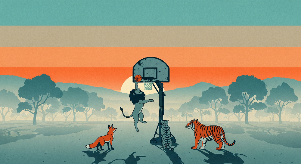 Savanna Sunset Basketball Animals Wall Mural