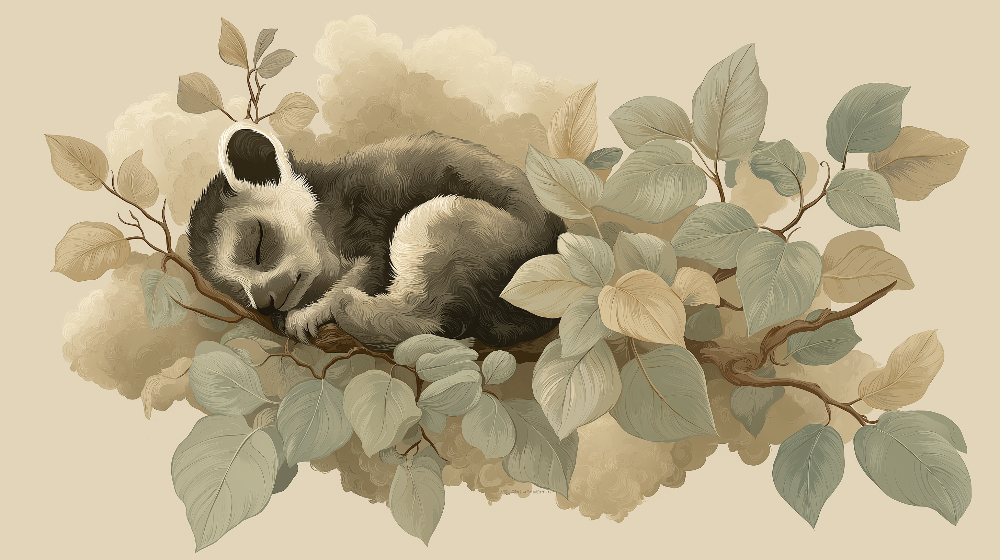 Sleeping Baby Panda on a Branch Wall Mural