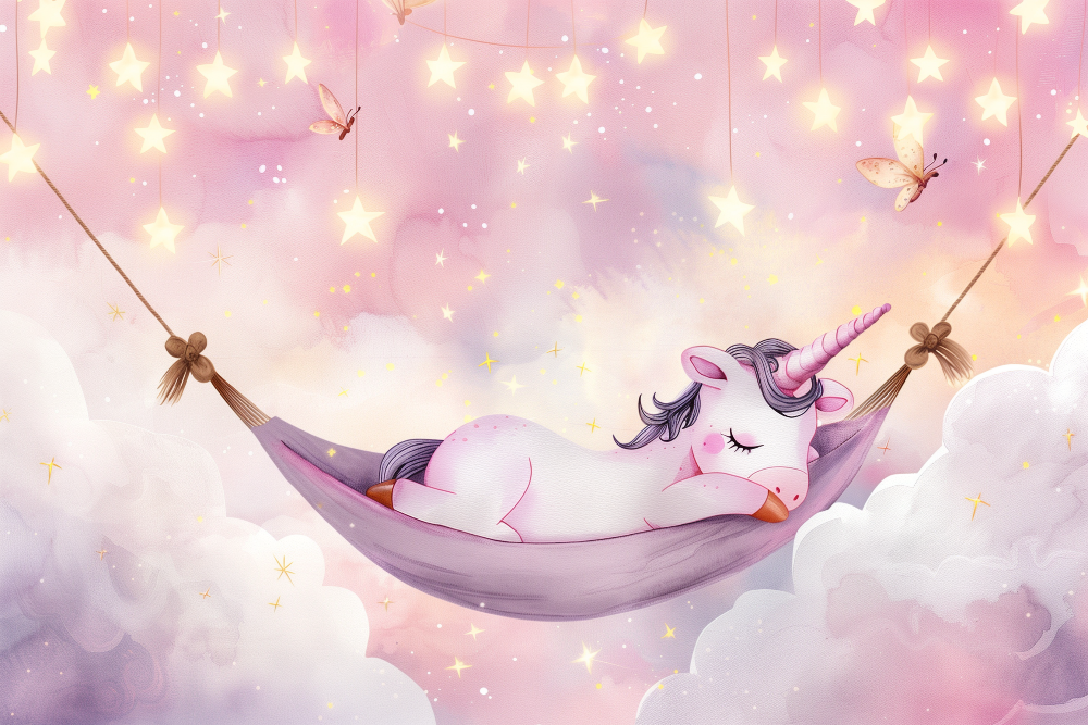 Sleeping Unicorn in the Clouds Wall Mural