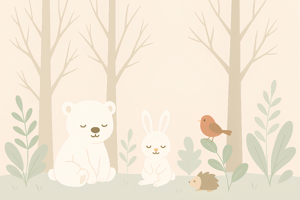 Sleepy Forest Friends Wall Mural