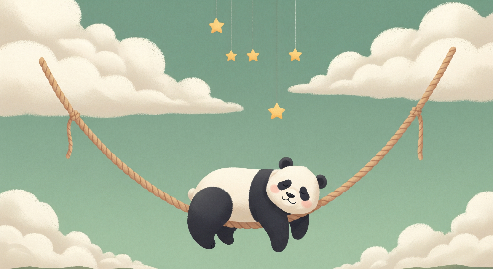 Sleepy Panda on a Rope Hammock Wall Mural