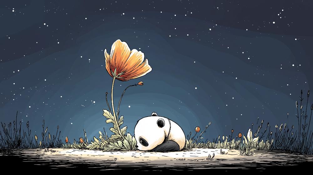 Sleepy Panda Under the Stars Wall Mural