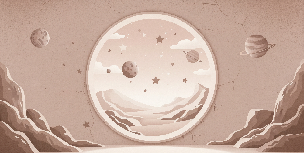 Planets and Stars Circular Window Wall Mural