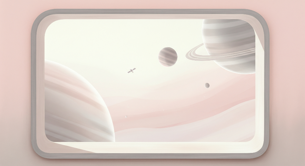 Spaceship Window Planets Wall Mural