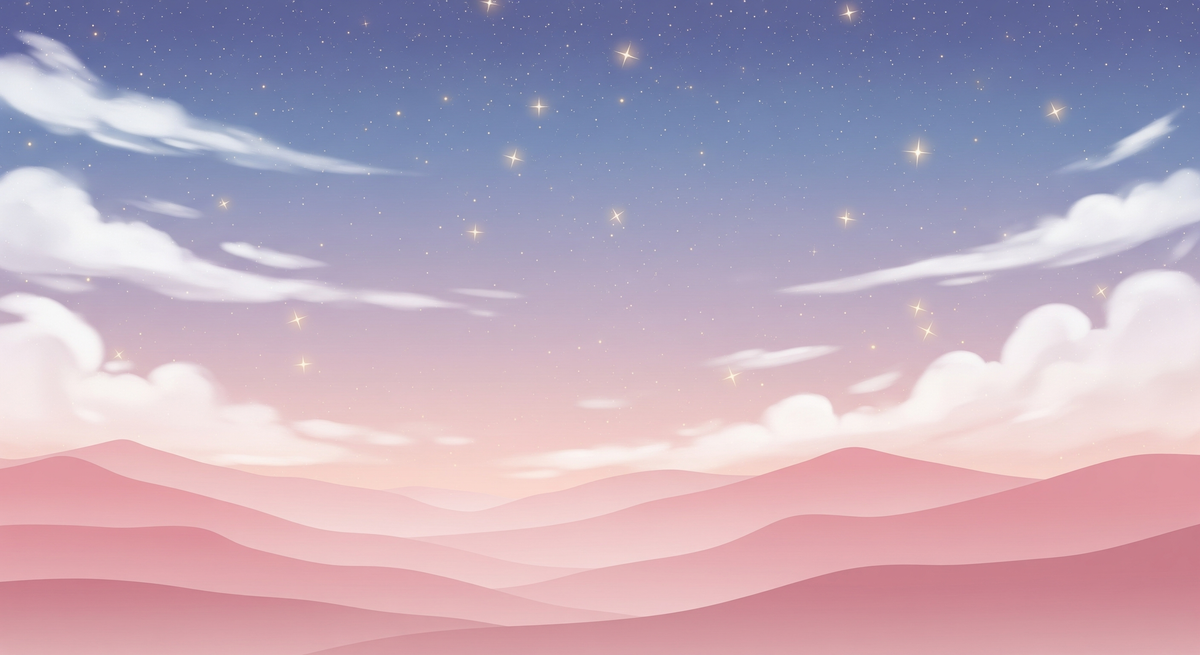 Starry Sky and Soft Pink Hills Wall Mural