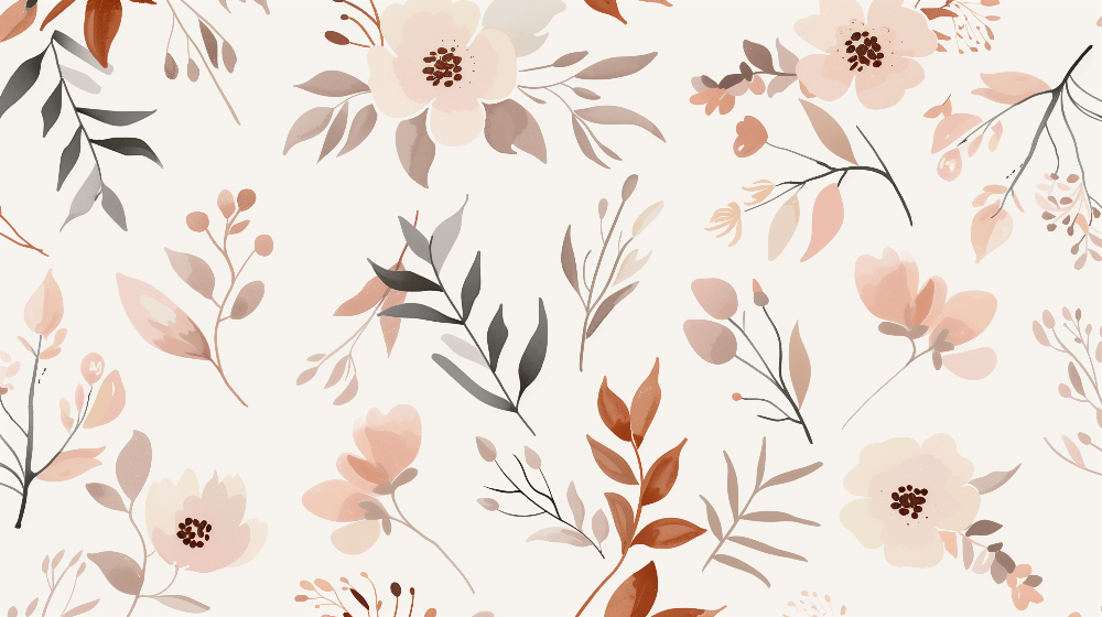 Terracotta Watercolour Floral Wall Mural