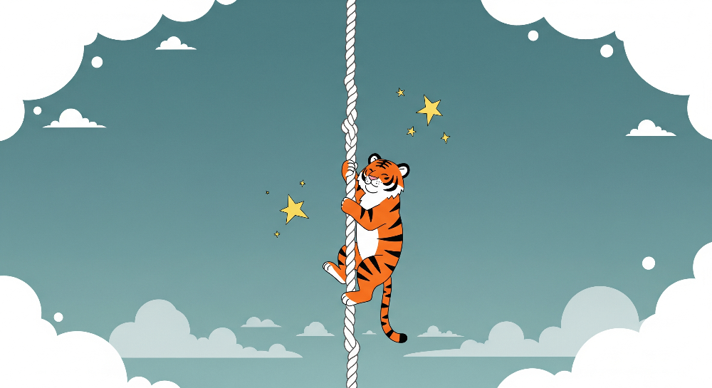 Tiger Climbing a Rope Wall Mural