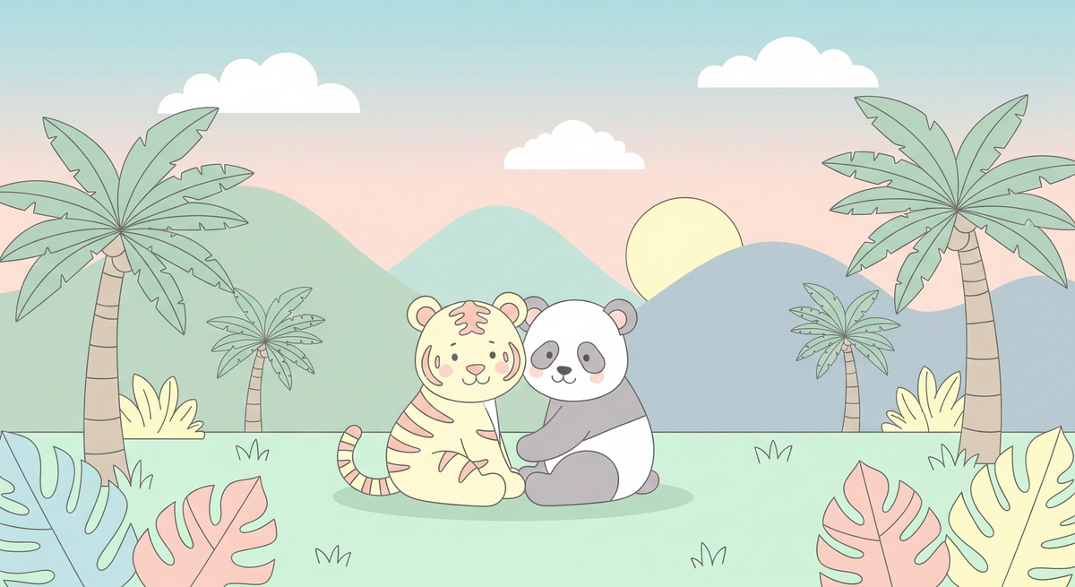 Tiger and Panda Friends Tropical Wall Mural