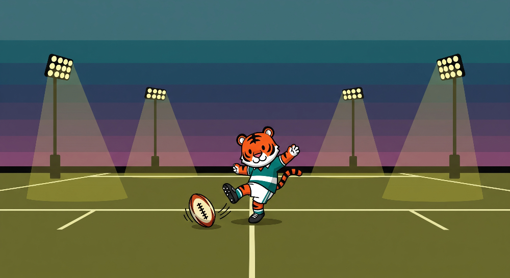 Tiger Rugby Player Under Floodlights Wall Mural