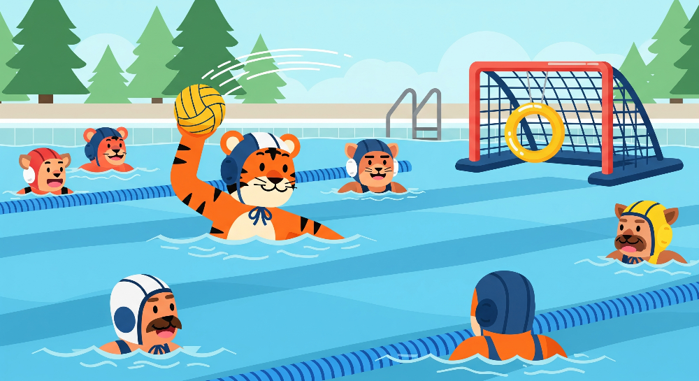 Tiger Water Polo Match Wall Mural