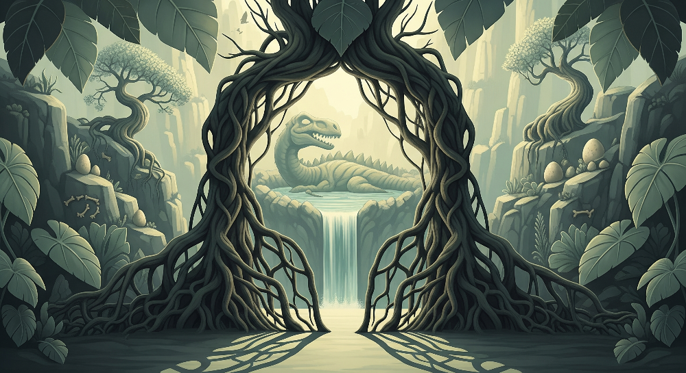 Twisted Tree Archway Dinosaur Nest Wall Mural