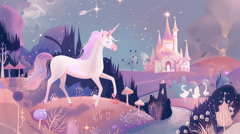 Unicorn and Fairytale Castle Wall Mural