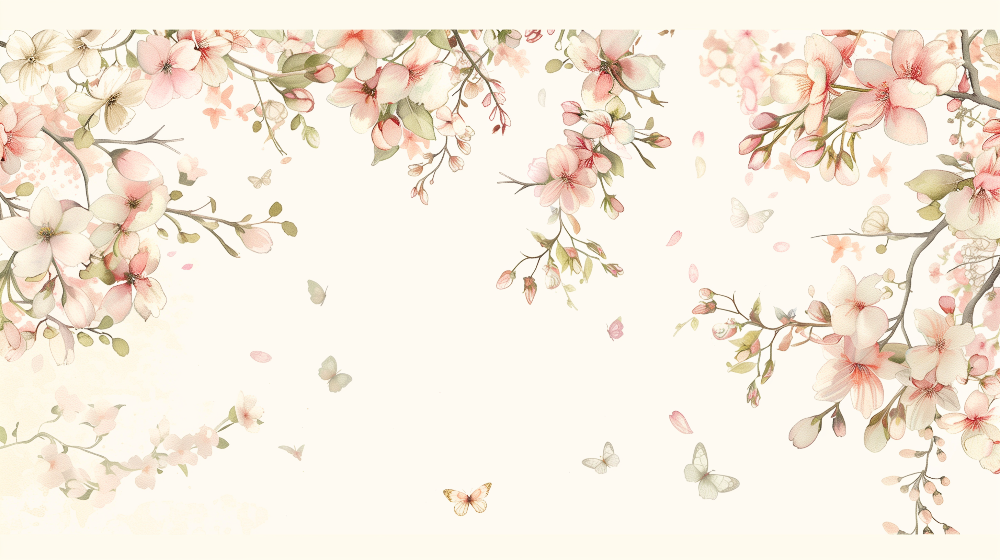 Kids-Mundo flat artwork preview of the watercolour cherry blossom mural design