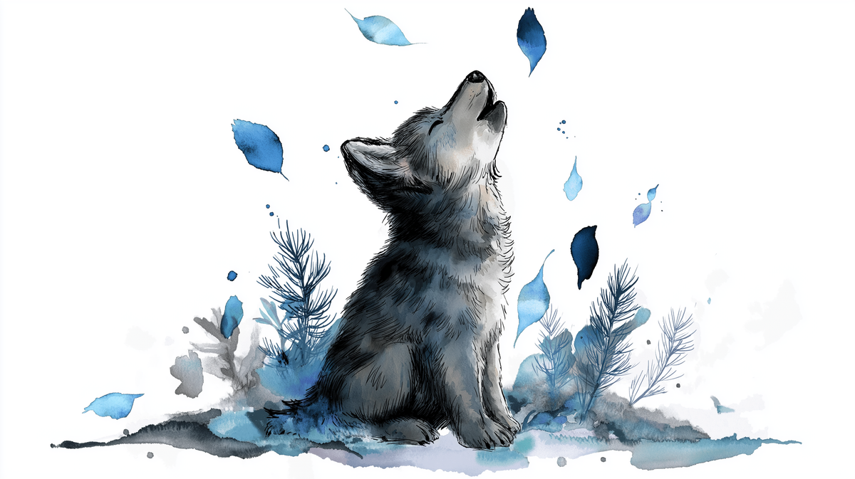 Watercolour Wolf Pup Wall Mural