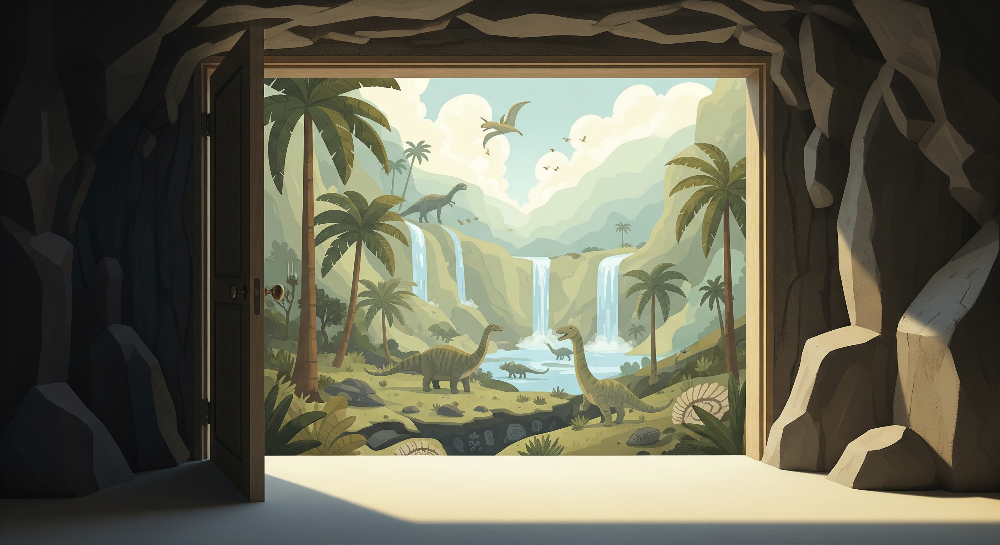 Dinosaur Waterfall Jungle Valley Wall Mural