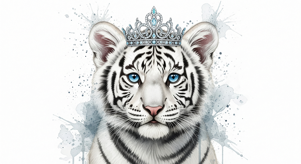 White Tiger Cub Tiara Wall Mural