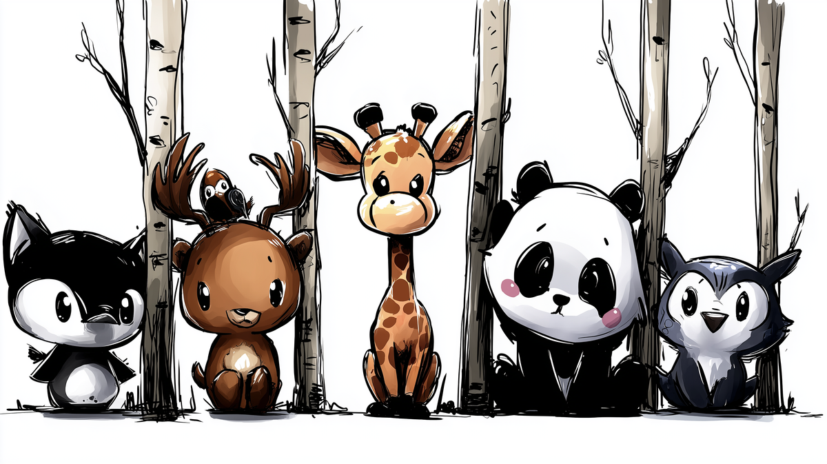 Woodland Animal Friends Panda and Giraffe Wall Mural