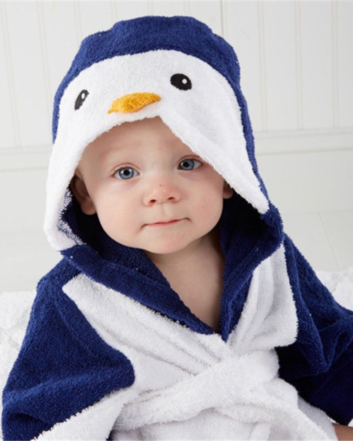Navy Blue Baby Bathrobe | Soft Cotton with Penguin Design