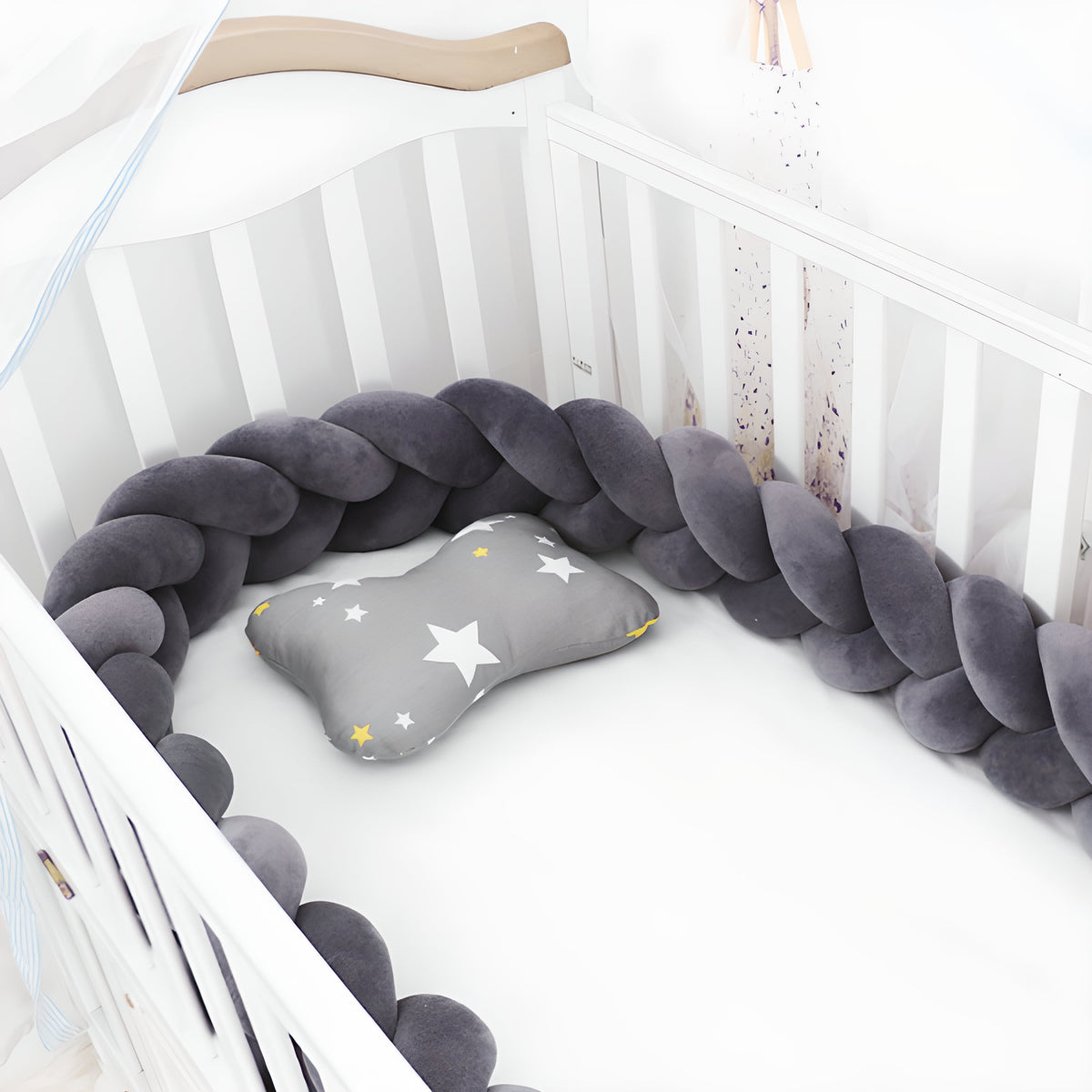 Boys' Braided Bed Bumper | Soft Cotton Safety Barrier