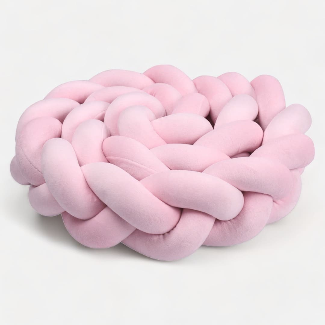 Pink Baby Bed Bumper | Soft Cotton Braided Protection