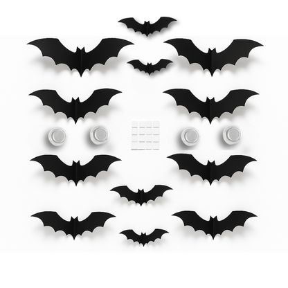 Halloween Bat Wall Decor | LED 3D Glow-in-the-Dark Bats