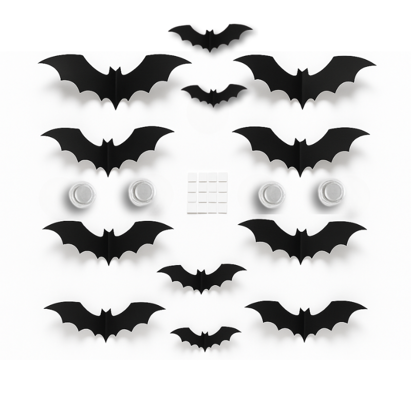 Halloween Bat Wall Decor | LED 3D Glow-in-the-Dark Bats