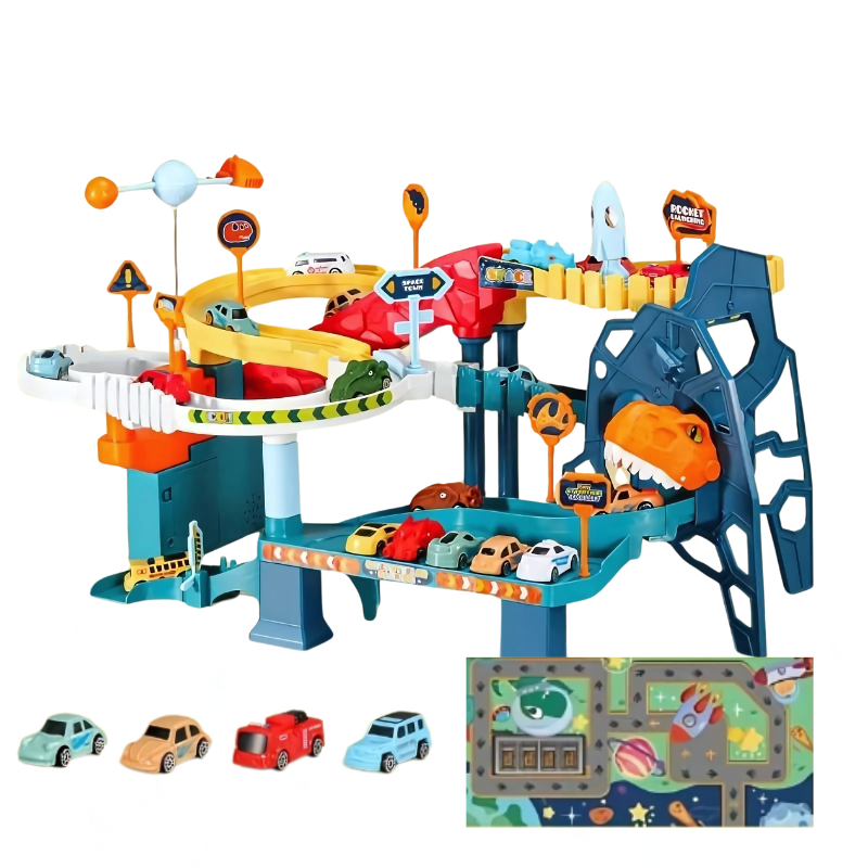 Dinosaur Space Racetrack for Kids | Easy Assembly and Developmental Play