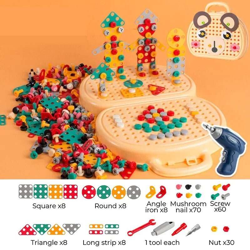 Kids’ Builder Toolbox Set | 205+ Puzzle Pieces for Creativity