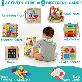 Montessori Activity Cube | 8 Engaging Learning Games for Toddlers