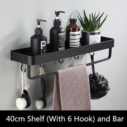 Black Aluminum Wall Shelf | Modern Minimalist Space-Saving Design