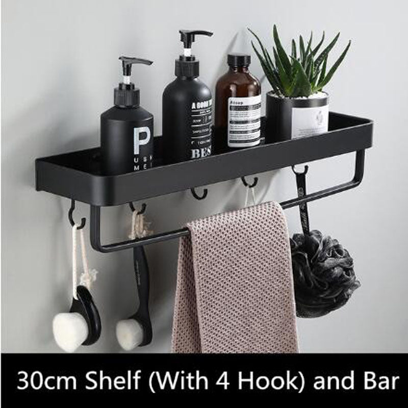 Black Aluminum Wall Shelf | Modern Minimalist Space-Saving Design
