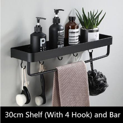 Black Aluminum Wall Shelf | Modern Minimalist Space-Saving Design
