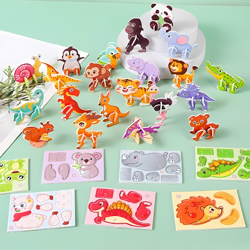 3D Animal Puzzle Set | Safe, Tool-Free, Imaginative Play