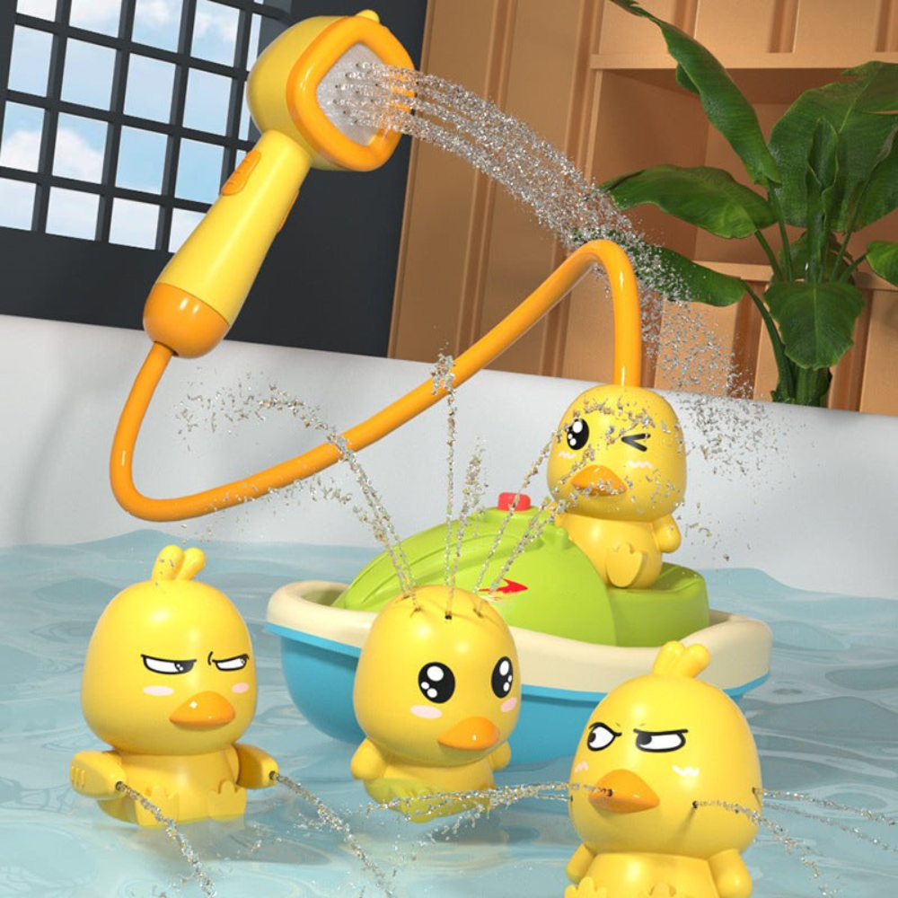 Floating Duck Bath Toy Set | Interactive Shower and Motorized Boat