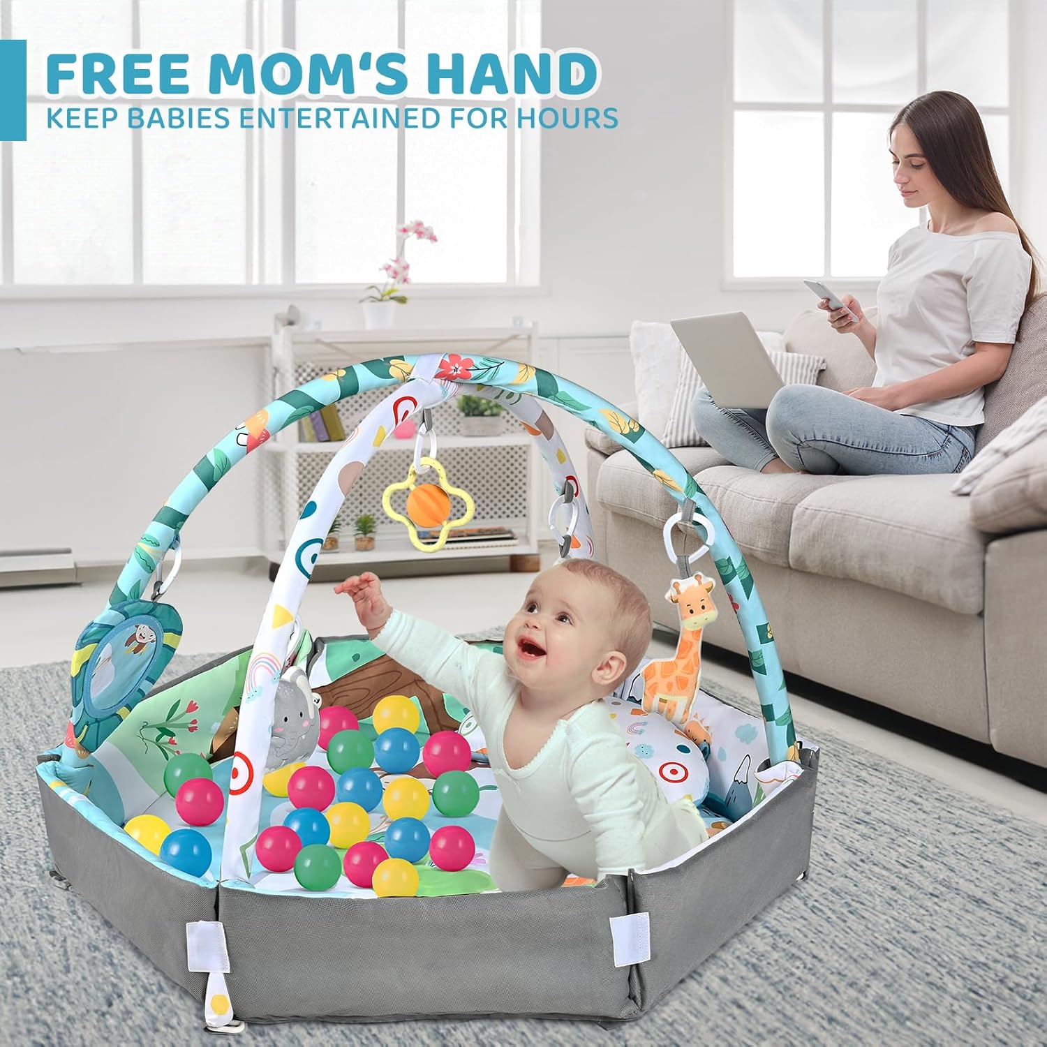 Baby Play Mat with Toys | Soft, Breathable, Washable Design