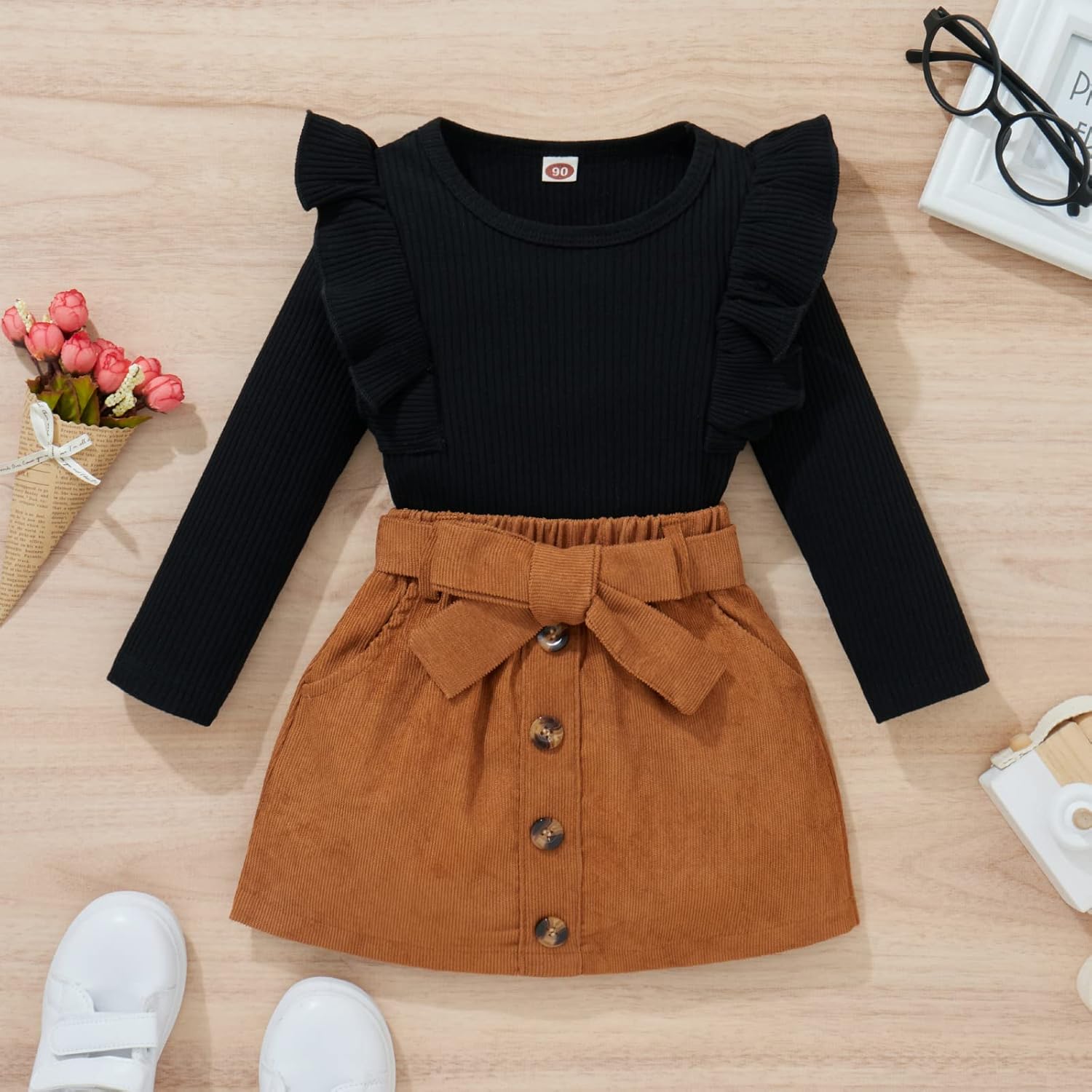 Knitted Turtleneck Skirt Set | Warm Cotton Outfit for Winter