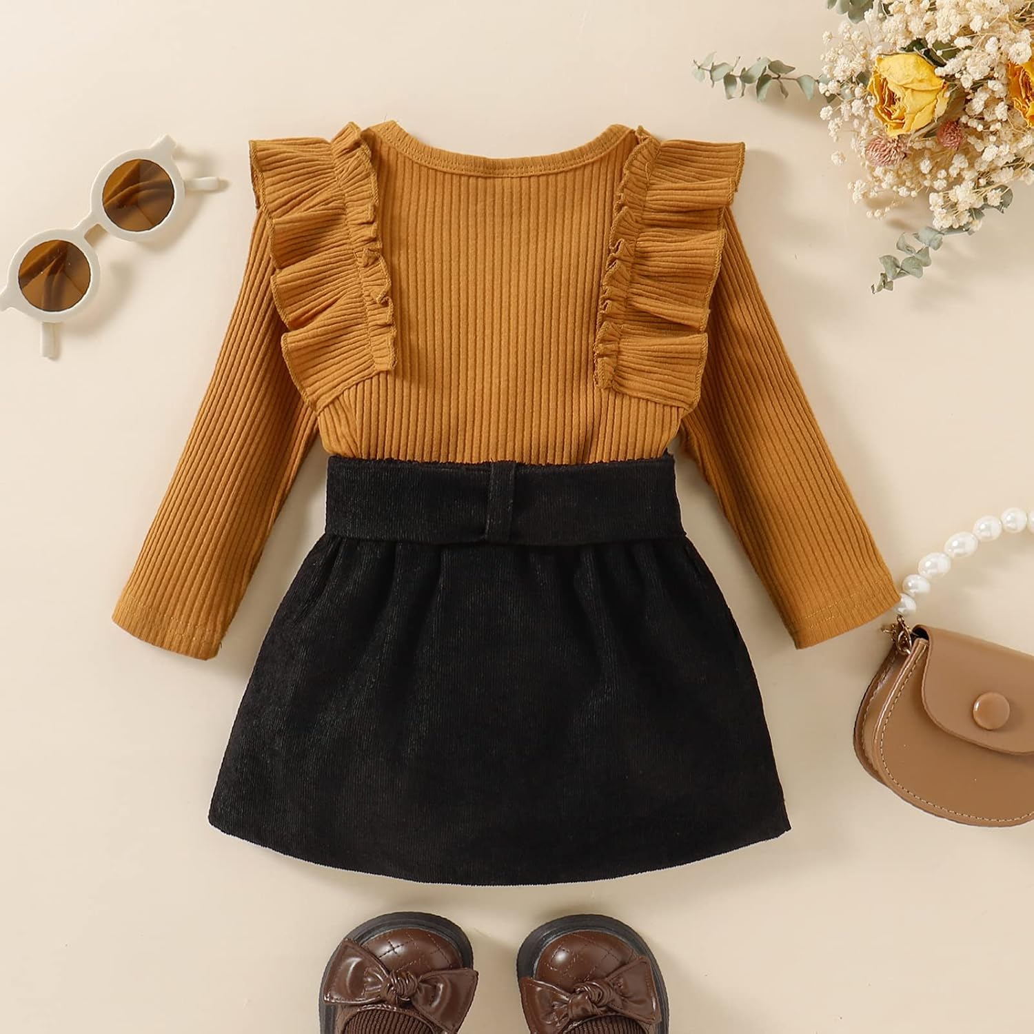 Knitted Turtleneck Skirt Set | Warm Cotton Outfit for Winter