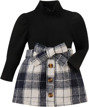 Knitted Turtleneck Skirt Set | Warm Cotton Outfit for Winter