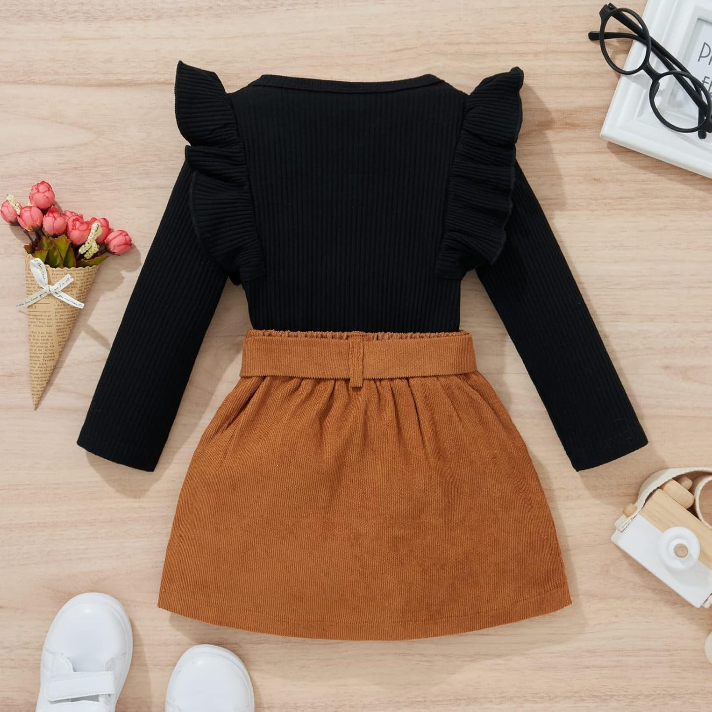 Knitted Turtleneck Skirt Set | Warm Cotton Outfit for Winter
