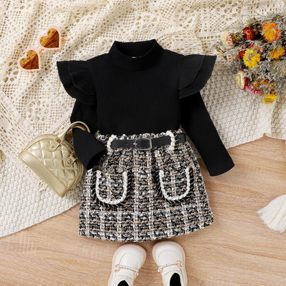 Knitted Turtleneck Skirt Set | Warm Cotton Outfit for Winter