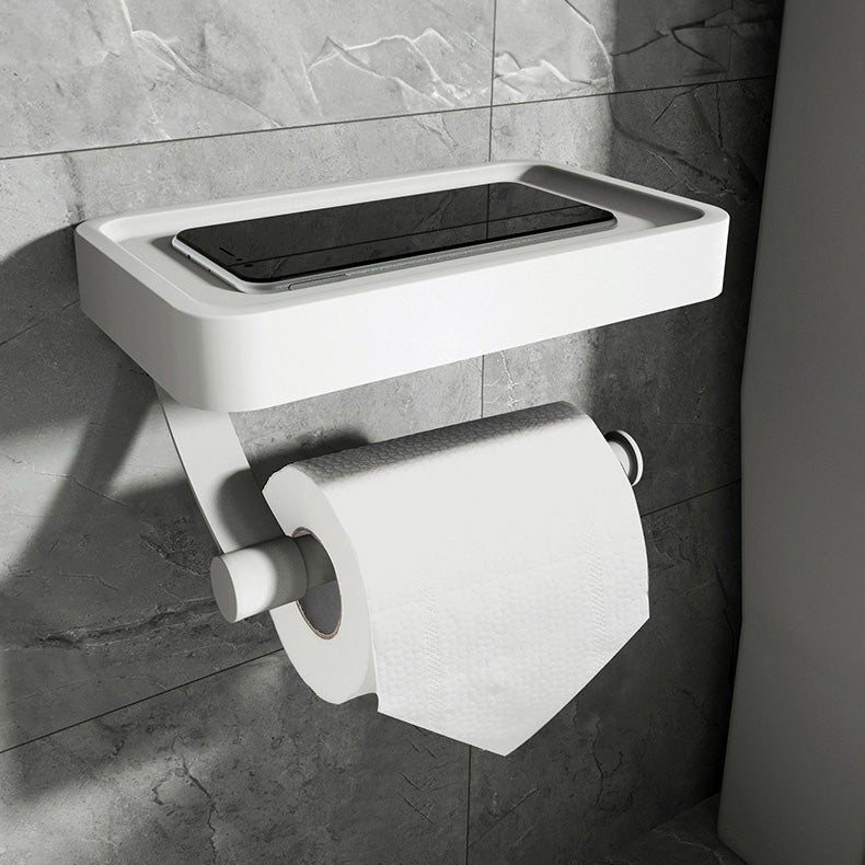 Black Metal Toilet Paper Holder | Wall-Mounted Shelf for Essentials