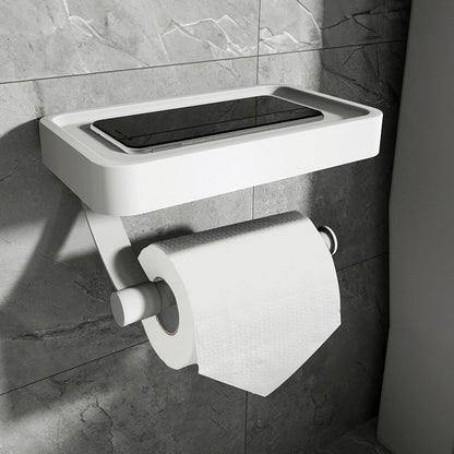 Black Metal Toilet Paper Holder | Wall-Mounted Shelf for Essentials