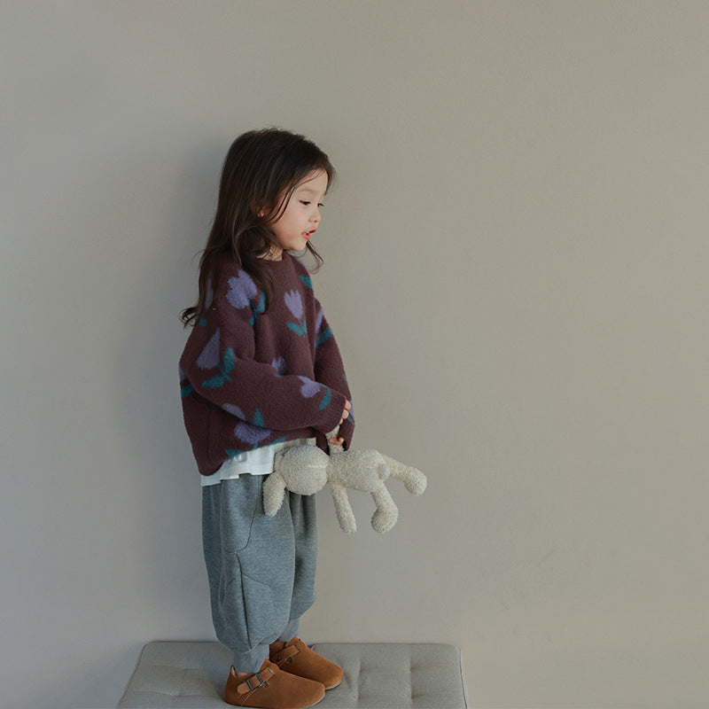 Tulip Print Children’s Sweater | Soft Fabric for All Seasons